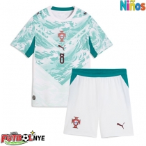Camiseta Portugal Bruno Fernandes #8 Visitante Equipación para niños Mundial 2026 manga corta (+ pantalones cortos)
